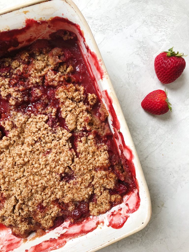 Vegan and Gluten Free Rhubarb and Red Berry Crisp