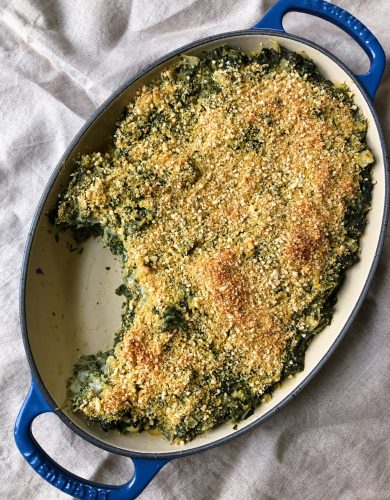 Kale and Spinach Gratin