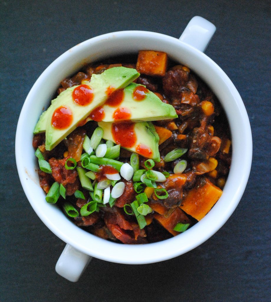 Spicy Poblano and Sweet Potato Chili