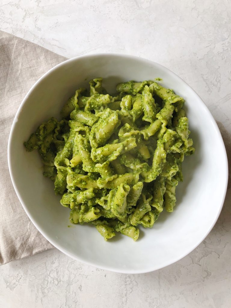 Campanelle with Spinach Macadamia Pesto